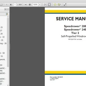 New Holland Speedrower 200 & 240 Tier 3 Self-Propelled Windrower Service Manual (48126539) - PDF Download
