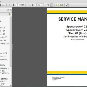 New Holland Speedrower 220 & 260 Tier 4B (final) Self-Propelled Windrower Service Manual (48126544) - PDF Download