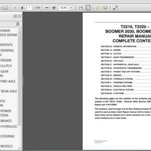 New Holland T2210 T2220 Boomer 2030 2035 Service Repair Manual (84122969) - PDF Download