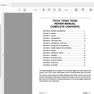 New Holland T2310 T2320 T2330 Repair Manual Tractor 87491390 - PDF DOWNLOAD