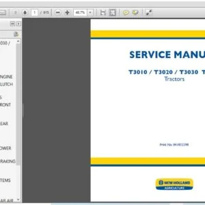 New Holland T3010 T3020 T3030 T3040 Tractors Service Repair Manual (84183229B) - PDF Download