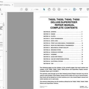 New Holland T4020 T4030 T4040 T4050 Deluxe Supersteer Tractor Repair Manual 84158071 - PDF DOWNLOAD