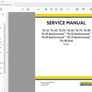 New Holland T6.125 T6.145 T6.155 T6.165 T6.175 T6.180 Auto Command Tier 4B (Final) Tractor Service Manual 47938738 - PDF DOWNLOAD