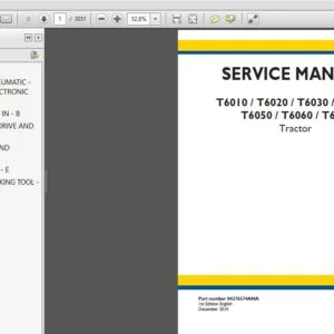 New Holland T6010 T6020 T6030 T6040 T6050 T6060 T6070 Tractor Service Manual (84276574ANA) - PDF Download