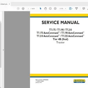 New Holland T7.175 T7.190 T7.210 T7.225 and Auto Command Tier 4B (final) Tractor Service Manual - PDF DOWNLOAD