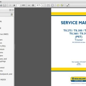 New Holland T8.275 T8.300 T8.330 T8.360 T8.390 (PST) Tractor Service Manual (47533607) - PDF Download