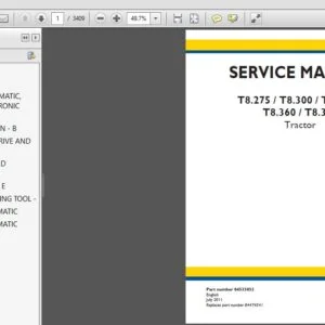 New Holland T8.275 T8.300 T8.330 T8.360 T8.390 Tractor Service Manual (84533052) - PDF Download