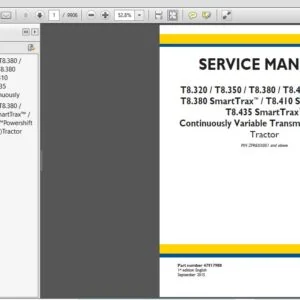 New Holland T8.320 T8.350 T8.380 T8.410 T8.435 T8.380 T8.410  T8.435 SmartTrax (CVT) Tractor Service Manual -PDF Download