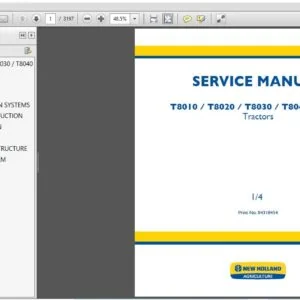 New Holland T8010 T8020 T8030 T8040 T8050 Tractors Service Repair Manual (84318454) - PDF Download