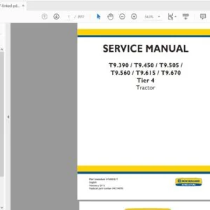 New Holland T9.390 T9.450 T9.505 T9.560 T9.615 T9.670 Tier 4 Tractor Service Manual 47488217 - PDF DOWNLOAD