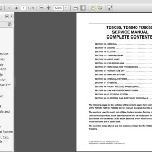 New Holland TD5030, TD5040, TD5050 Tractors Service Manual (84221708) - PDF Download