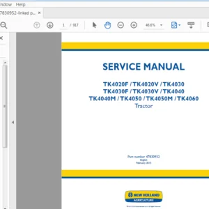 New Holland TK4020F, TK4020V, TK4030, TK4030F, TK4030V, TK4040, TK4040M, TK4050, TK4050M, TK4060 Tractor Service Manual - Download