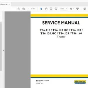 New Holland TS6.110 TS6.110HC TS6.120 TS6.120HC TS6.125 TS6.140 Tractor Service Manual 47377790 - PDF DOWNLOAD