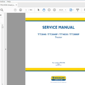 New Holland TT3840,TT3840F,TT4030,TT3880F Tractor Service Repair Manual (47921938) - PDF Download