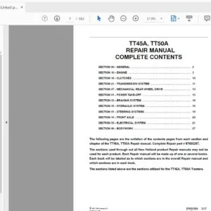 New Holland TT45A TT50A Tractor Service Manual 87655297 - PDF DOWNLOAD