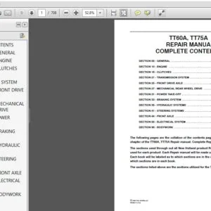 New Holland TT60A, TT75A Service Repair Manual (84154805) New Holland TT60A, TT75A - PDF Download