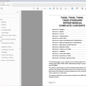 New Holland Tractor T4020, T4030, T4040, T4050 Repair Manual 87758551 - PDF DOWNLOAD