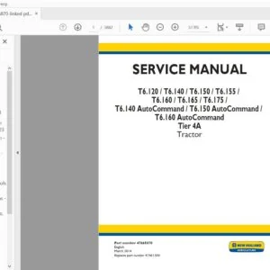 New Holland Tractor T6.120, T6.140, T6.150, T6.155, T6.160, T6.165, T6.175 AutoCommand Service Manual 47665870 - PDF DOWNLOAD