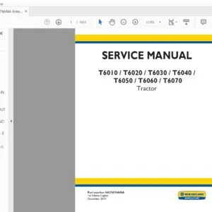 New Holland Tractor T6010,T6020,T6030,T6040,T6050,T6060,T6070 Service Manual 84276574ANA - DOWNLOAD