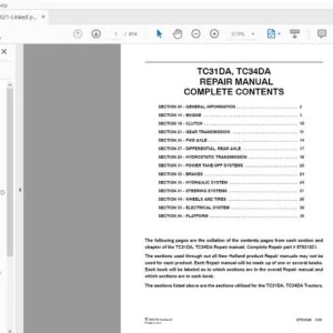 New Holland Tractor TC31DA TC34DA Repair Manual 87531021- PDF DOWNLOAD