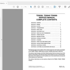New Holland Tractor TD5030, TD5040, TD5050 Service Manual 84221704 - PDF DOWNLOAD