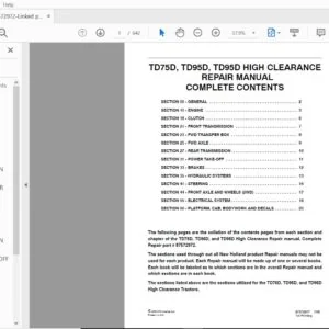 New Holland Tractor TD75D TD95D TD95D High Clearance Repair Manual 87572972 - PDF DOWNLOAD