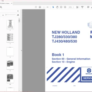 New Holland Tractor TJ280,330,380,430,480,530 Series Repair Manual - PDF DOWNLOAD