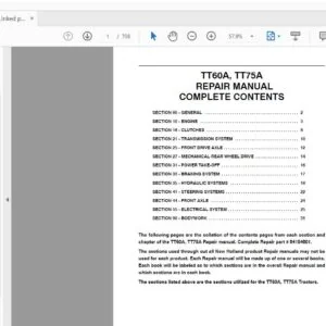 New Holland Tractor TT60A,TT75A Service Manual 84154801 - PDF DOWNLOAD