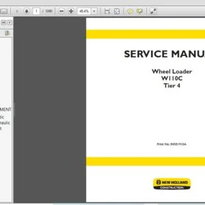 New Holland W110C Tier 4 Wheel Loader Service Repair Manual (84581910A) New Holland W110C - PDF Download