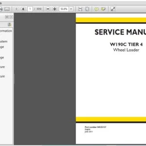 New Holland W190C Tier 4 Wheel Loader Service Manual (84525157) NH W190C - PDF Dowload