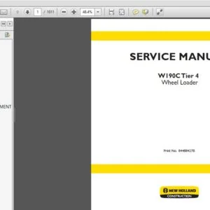 New Holland W190C Tier 4 Wheel Loader  Service Manual (84488427B) New Holland W190C - PDF Download