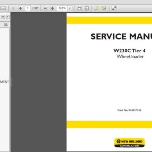 New Holland W230C Tier 4 Wheel Loader Service Repair Manual (84414734B) New Holland W230C - PDF Download