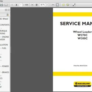 New Holland W270C W300C Wheel Loader Service Manual (84547255A_A4) NH W270C W300C - PDF Download