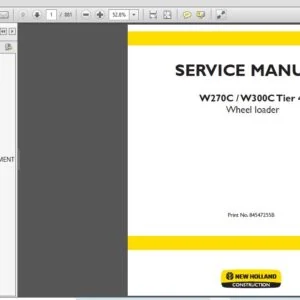 New Holland W270C W300C Wheel Loader Service Repair Manual (84547255B) NH W270C W300C - PDF Download