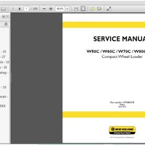 New Holland W50C W60C W70C W80C Tier4 Compact Wheel Loader Service Manual (47768541B) - PDF Download
