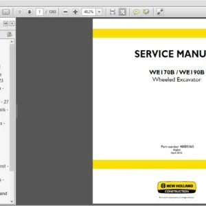New Holland WE170B  WE190B Wheeled Excavator Service Repair Manual (48005365) - NH WE170B WE190B - PDF Download
