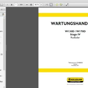 New Holland Wheel Loader Radlader W130D, W170D Stage IV Service Repair Manual (51428253) (GERMAN) - PDF Download