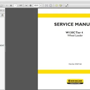 New Holland Wheel Loader W130C Tier 4 Service Repair Manual (47387716B) - NH Wheel Loader W130C Tier 4 - PDF Download
