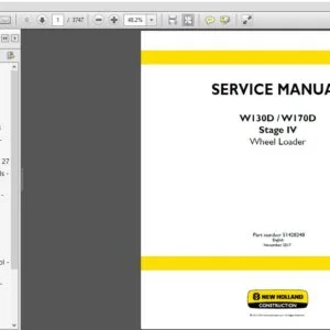New Holland Wheel Loader W130D, W170D Stage IV Service Repair Manual (51428248) - NH - PDF Download