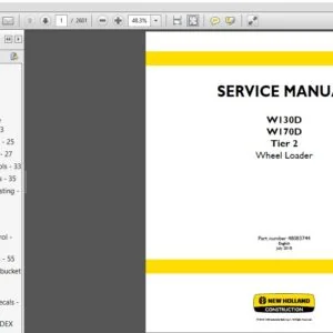 New Holland Wheel Loader W130D, W170D Tier 2 Service Manual 48083744 - PDF DOWNLOAD