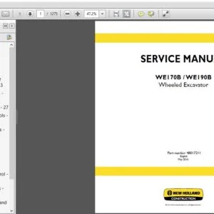 New Holland Wheeled Excavator WE170B, WE190B Service Repair Manual (48017211) - NH Excavator - PDF Download