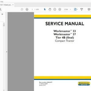 New Holland Workmaster 33 Workmaster 37 Tier 4B final Compact Tractor Service Manual 47881877 - PDF