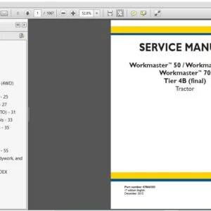 New Holland Workmaster 50, 60 & 70 Tier 4B (final) Tractor Service Manual (47866583) - PDF Download