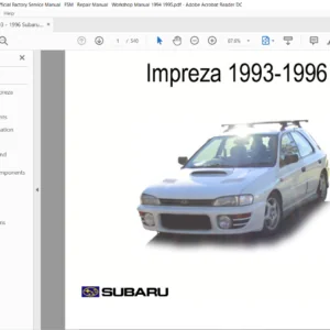 1993 - 1996 Subaru Impreza - Official Factory Service Manual  FSM Repair Manual Workshop Manual - PDF DOWNLOAD
