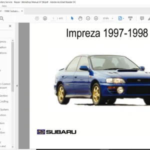 1997 - 1998 Subaru Impreza  Factory Service Repair Workshop Manual - PDF DOWNLOAD