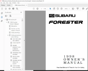 1998 Subaru Forester Owners Manual - PDF DOWNLOAD