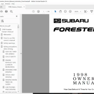 1998 Subaru Forester Owners Manual - PDF DOWNLOAD