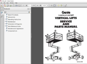 Genie V 2470 V 2470RT Vertical Lifts Services And  Part Manual -  PDF DOWNLOAD