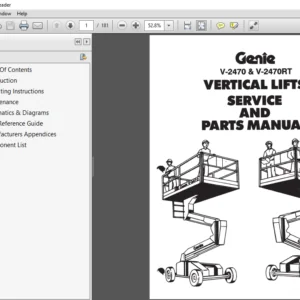 Genie V 2470 V 2470RT Vertical Lifts Services And  Part Manual -  PDF DOWNLOAD