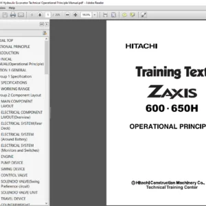 Hitachi Zaxis 600 650H Hydraulic Excavator Technical Operational Principle Manual - PDF DOWNLOAD